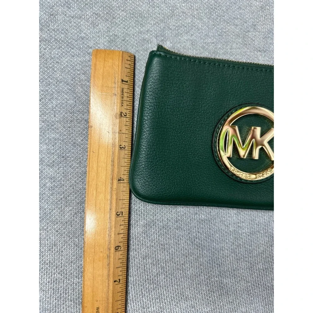 Michael Kors baby bag wristlet green leather with gold metal